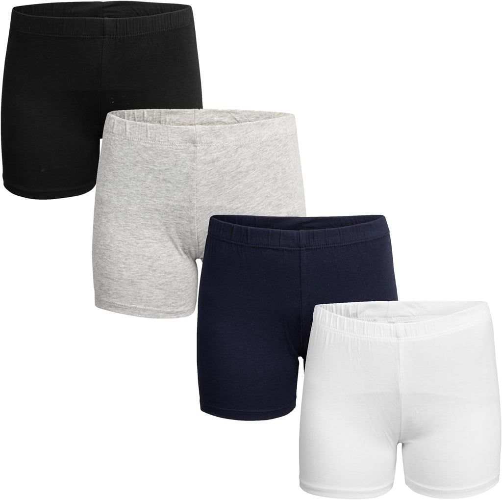 Popular Girls Cotton Undershorts for Dresses, 4 Pack - Solid & Tie Dye under Dress Shorts, Cartwheel Sports Undershorts